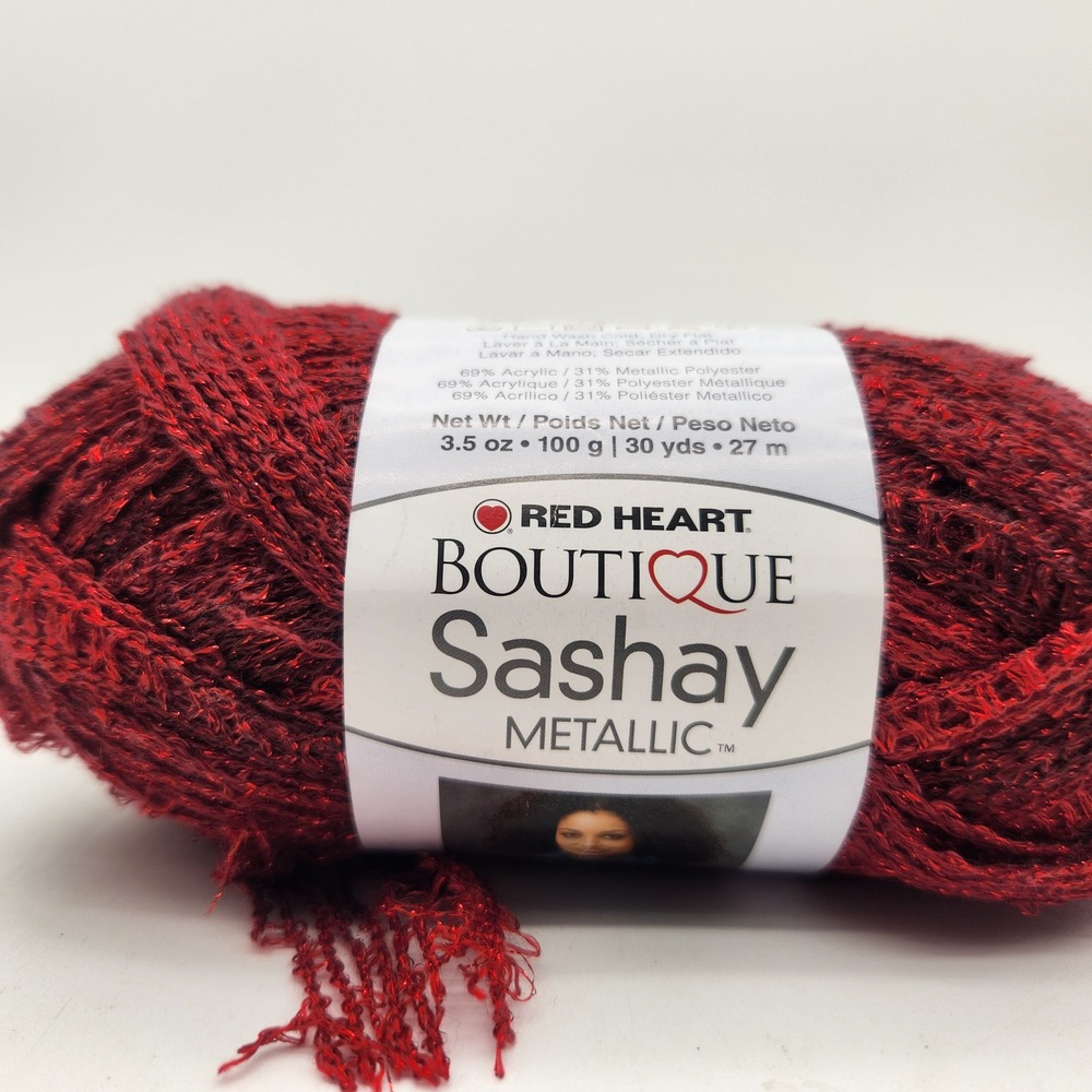 Red Heart Boutique Sashay Metallic Yarn Rubies Red 9943 Super Bulky  30yds R - Picture 2 of 6